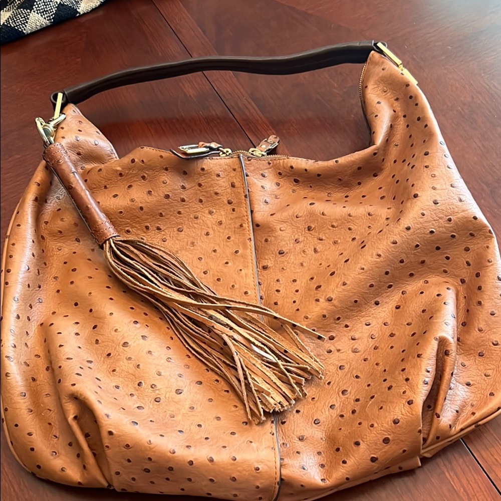 G.I.L.I. Tan Hobo Bag with Distressed Leather